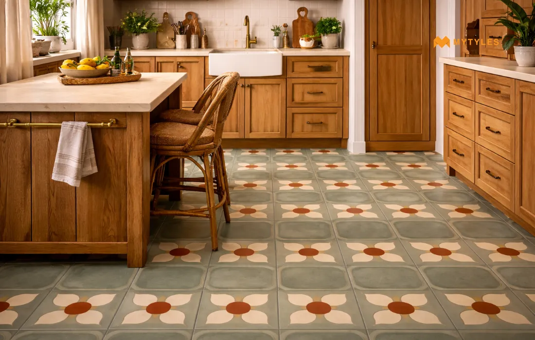 Athangudi Tile in Kitchen
